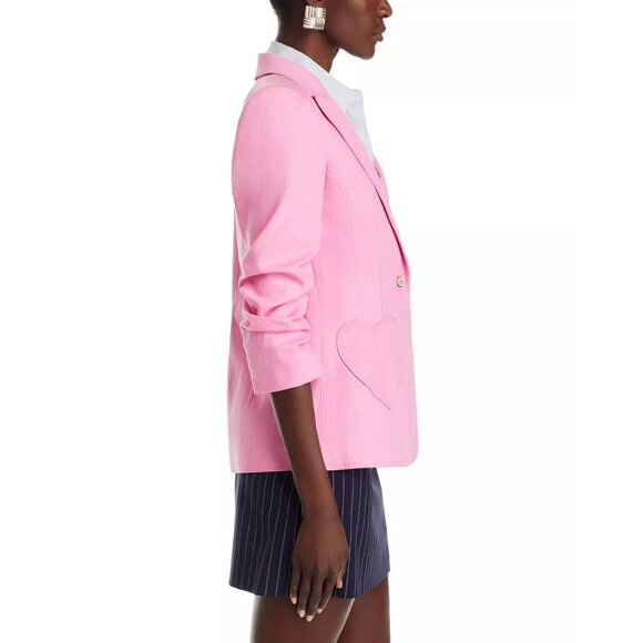 425$ Cinq à Sept Louisa Heart Embroidery Blazer Jacket Size 4 Flamingo Pink - Picture 4 of 6